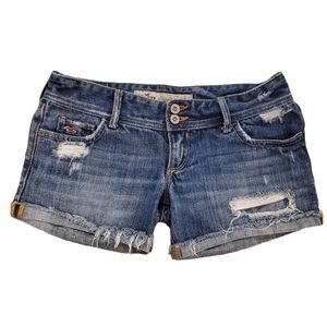 Hollister Women's Distressed Blue Denim Shorts Size 0